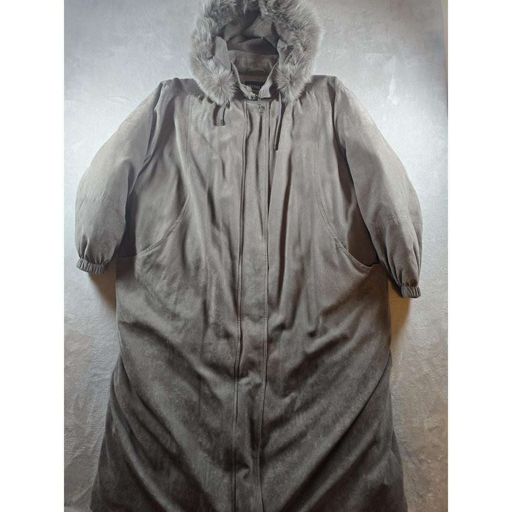 Bromley Sport Coat Womens 4X Long Parka Down Fill Fox Fur Quilted USA Made *Read